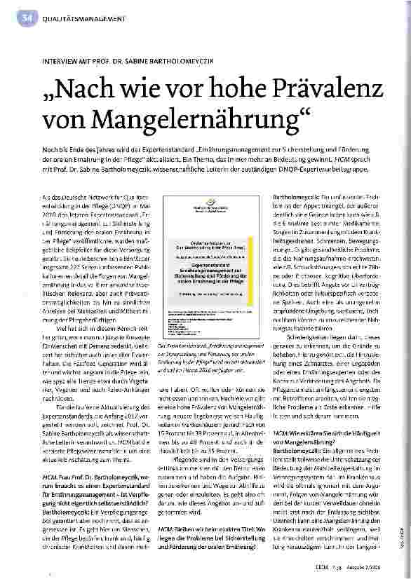 Vorschauseite 1: Nach wie vor hohe Prävalenz von Mangelernährung