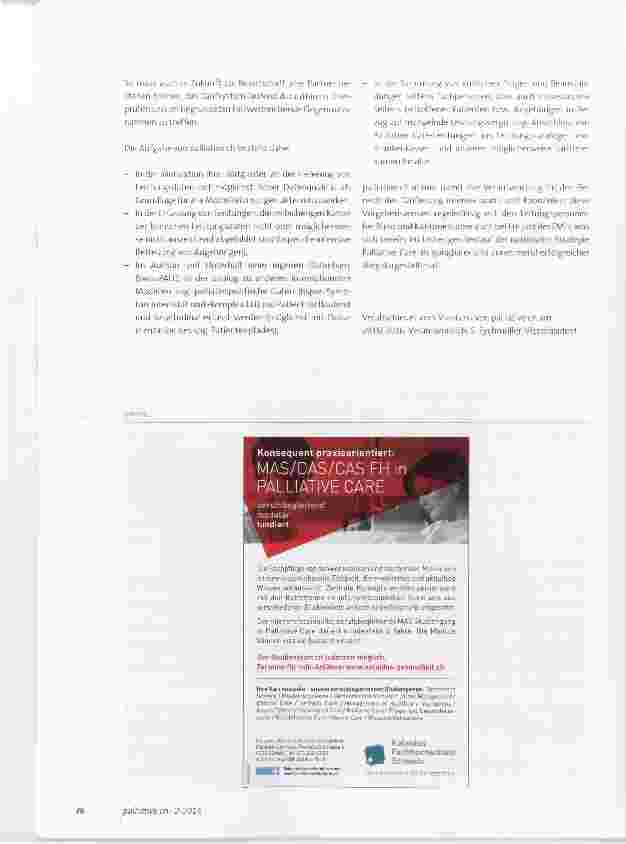 Vorschauseite 2: Stellungnahme von palliative ch zur Vergütung der spezialisierten Palliative Care in der Akutsomatik