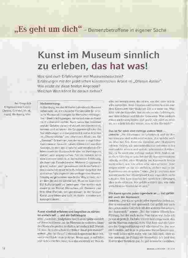 Vorschauseite 1: Kunst im Museum sinnlich zu erleben, das hat was!