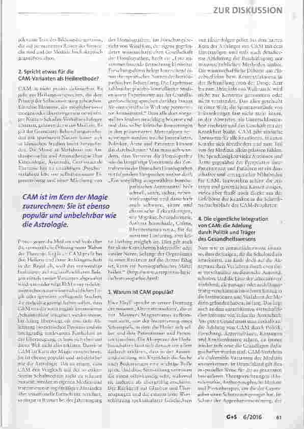 Vorschauseite 2: Evidenz Glaube politische Adelung: Positionen zur so genannten Komplementärmedizin