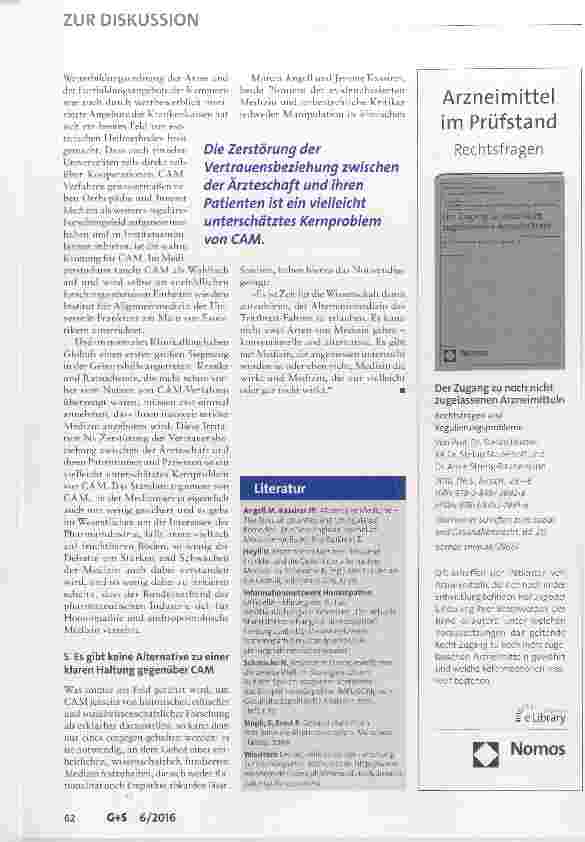 Vorschauseite 3: Evidenz Glaube politische Adelung: Positionen zur so genannten Komplementärmedizin