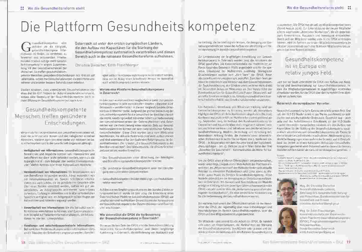 Vorschauseite 1: Die Plattform Gesundheits kompetenz