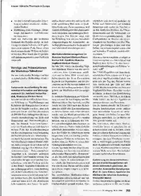 Vorschauseite 5: Klinische Pharmazie in Europa: Belgien - Deutschland - Niederlande