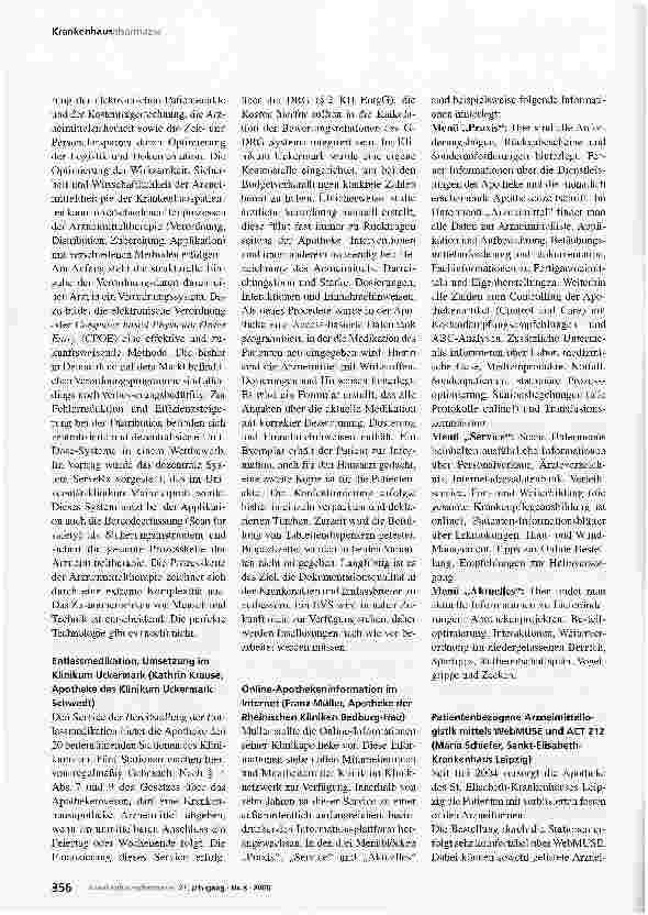 Vorschauseite 6: Klinische Pharmazie in Europa: Belgien - Deutschland - Niederlande