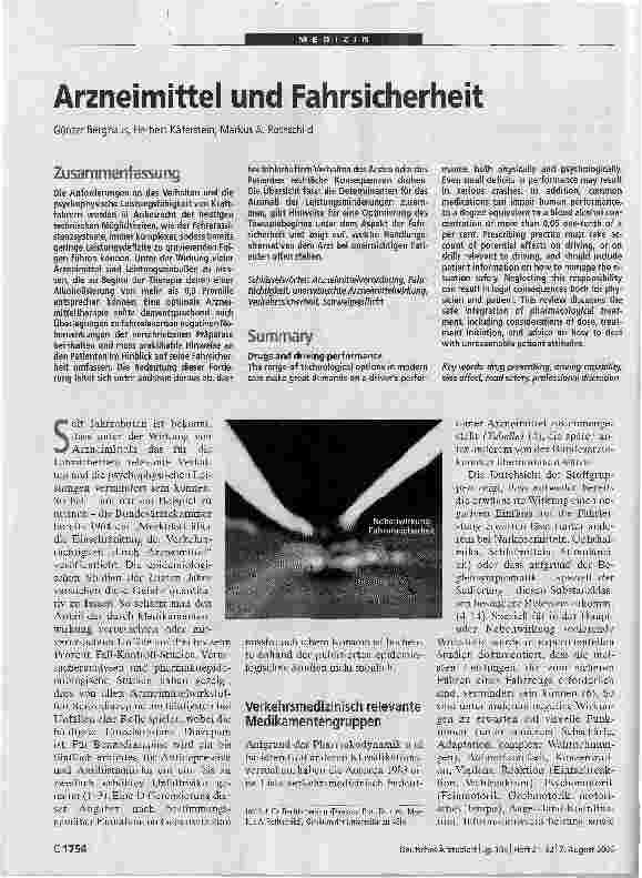 Vorschauseite 1: Arzneimittel und Fahrsicherheit