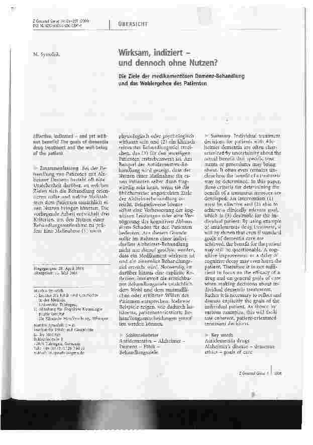 Vorschauseite 1: Wirksam, indiziert - und dennoch ohne Nutzen?