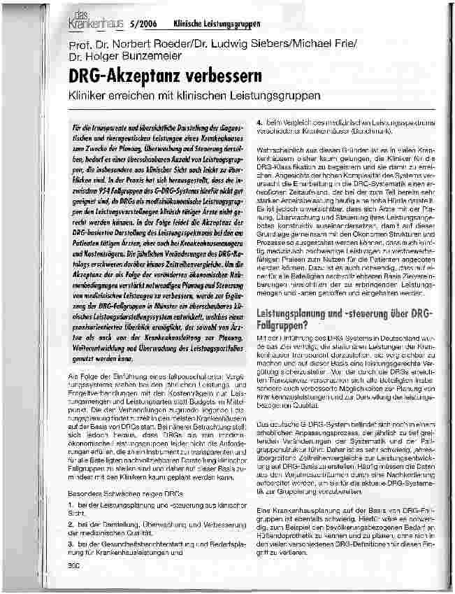 Vorschauseite 1: DRG-Akzeptanz verbessern