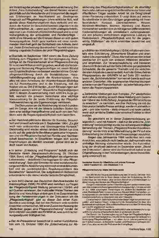 Vorschauseite 3: Absicherung der Pflegebedürftigkeit Meldungen und Meinungen im Spiegel der Presse
