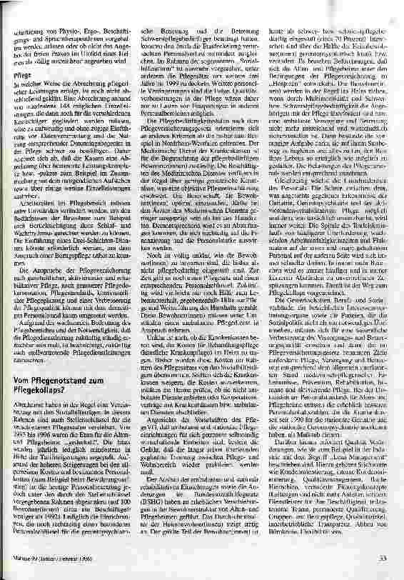 Vorschauseite 3: Unsicher in die Zukunft Die Auswirkungen der Pflegeversicherung auf Altenund Pflegeheime