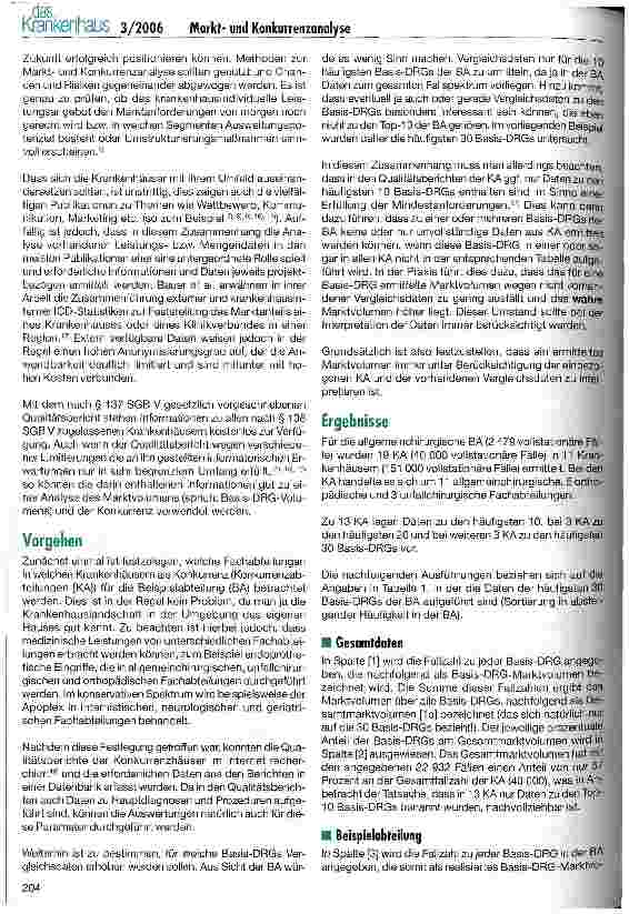 Vorschauseite 2: Marktund Konkurrenzanalyse auf der Basis des Qualitätsberichts nach § 137 SGB Y