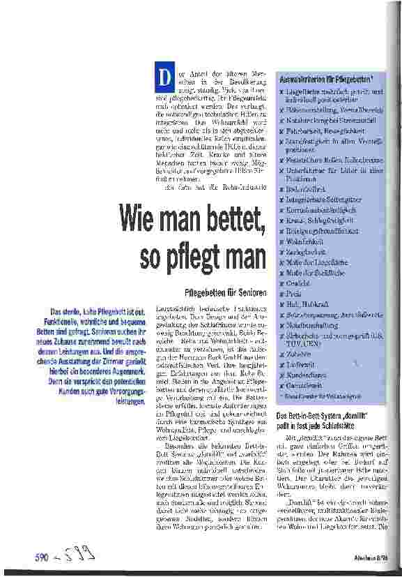 Vorschauseite 1: Wie man sich bettet, so pflegt man Pflegebetten für Senioren
