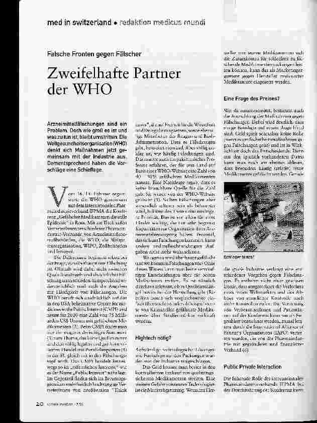 Vorschauseite 1: Zweifelhafte Partner der WHO