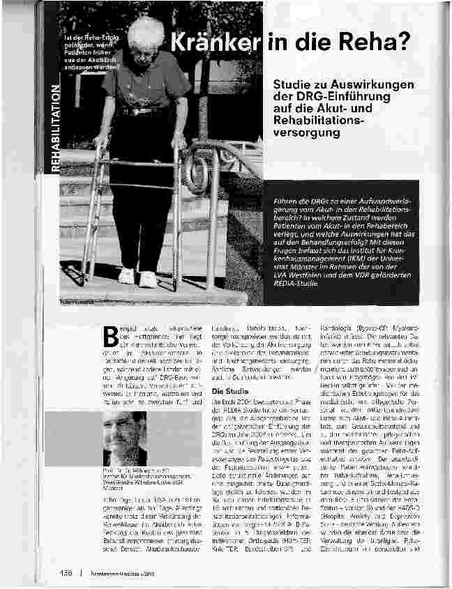 Vorschauseite 1: Kränker in die Reha? Studie zu Auswirkungen der DRG-Einführung auf die Akutund Rehabilitationsversorgung