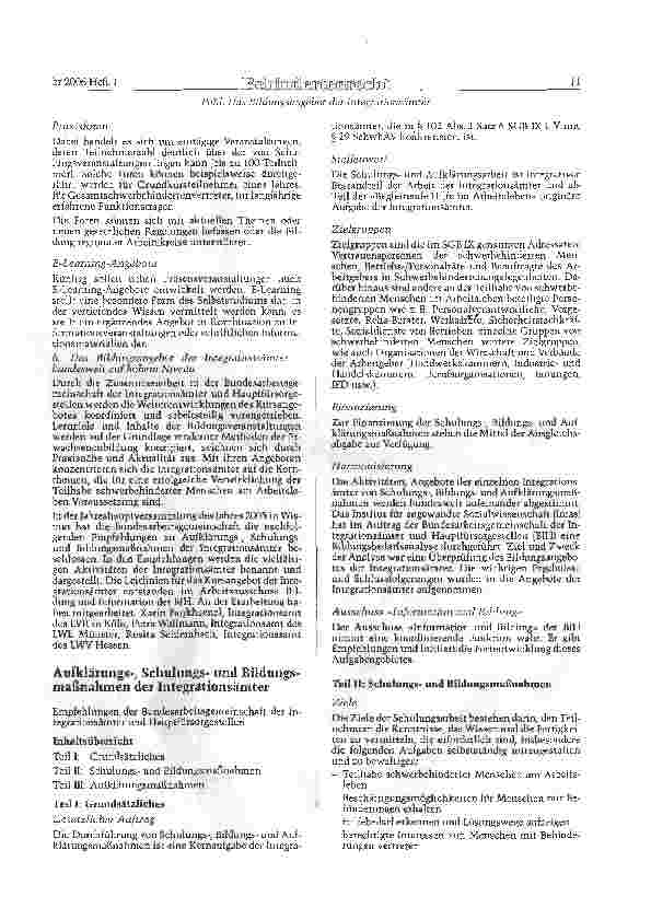 Vorschauseite 2: Das Bildungsangebot der Integrationsämter