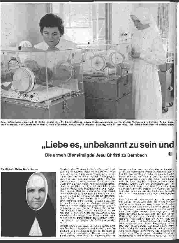 Vorschauseite 1: Liebe es, unbekannt zu sein und nicht gehalten zu werden Die armen Dienstmägde Jesu Christi zu Dernbach