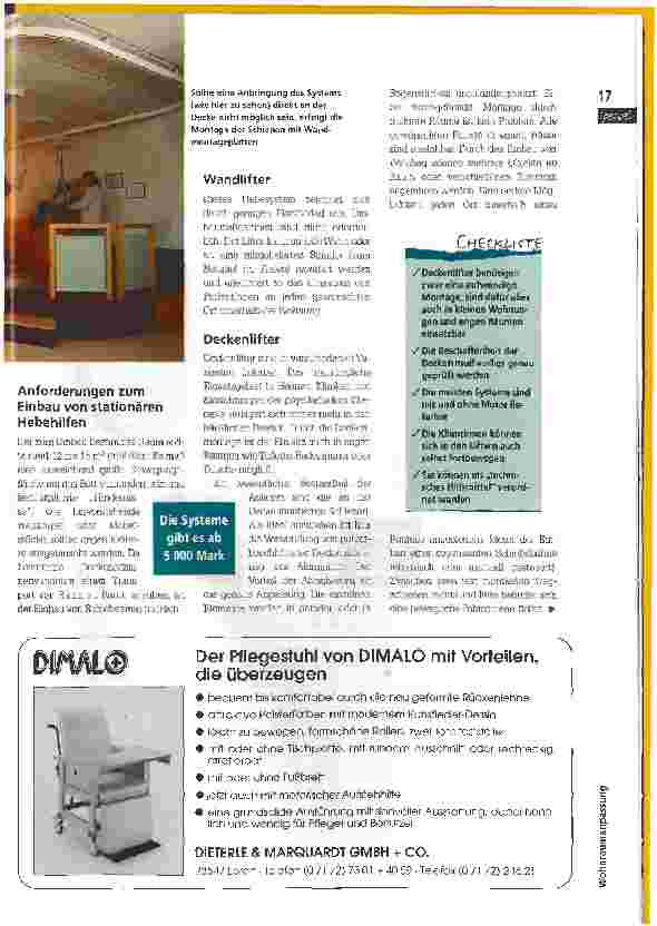 Vorschauseite 2: An die Decke gehen - Bei der Wohnraumanpassung sollte über den Einsatz von Deckenliftsystemen nachgedacht werden
