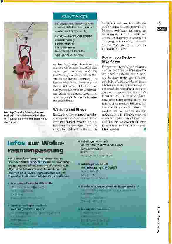 Vorschauseite 4: An die Decke gehen - Bei der Wohnraumanpassung sollte über den Einsatz von Deckenliftsystemen nachgedacht werden