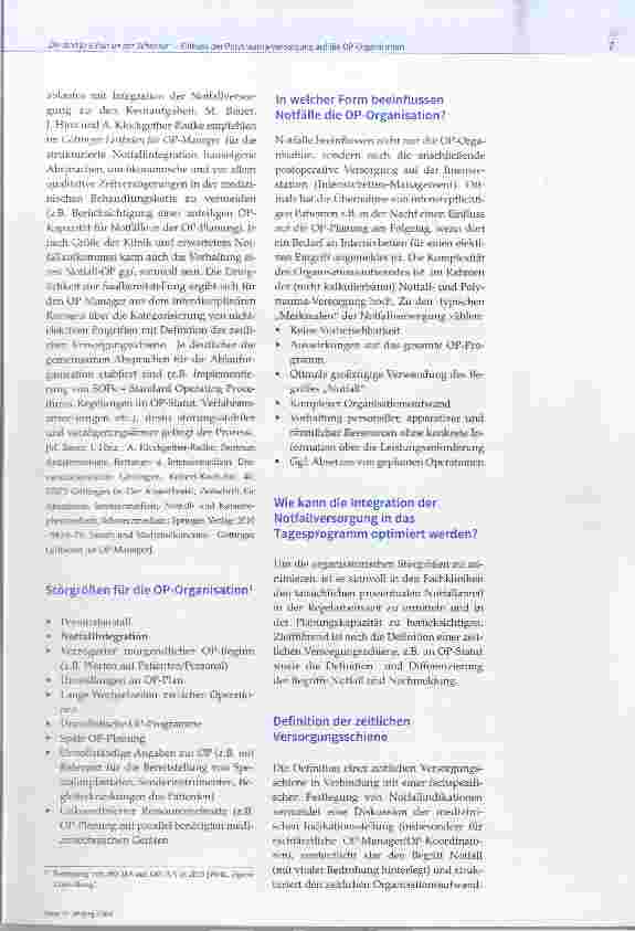Vorschauseite 2: Die sind ja schon an der Schleuse“ - Einfluss der Polytrauma-Versorgung auf die OP-Organisation