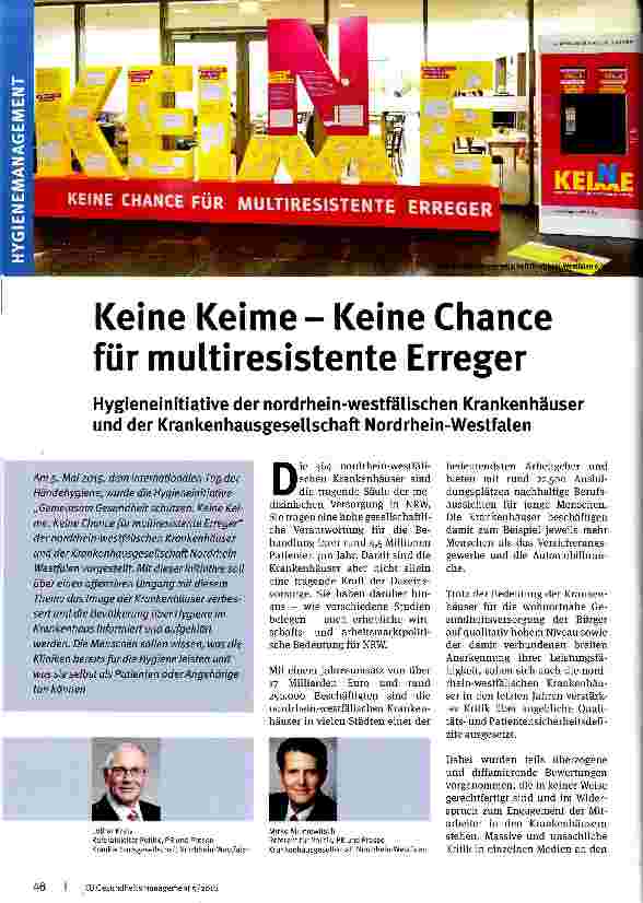 Vorschauseite 1: Keine Keime - Keine Chance für multiresistente Erreger