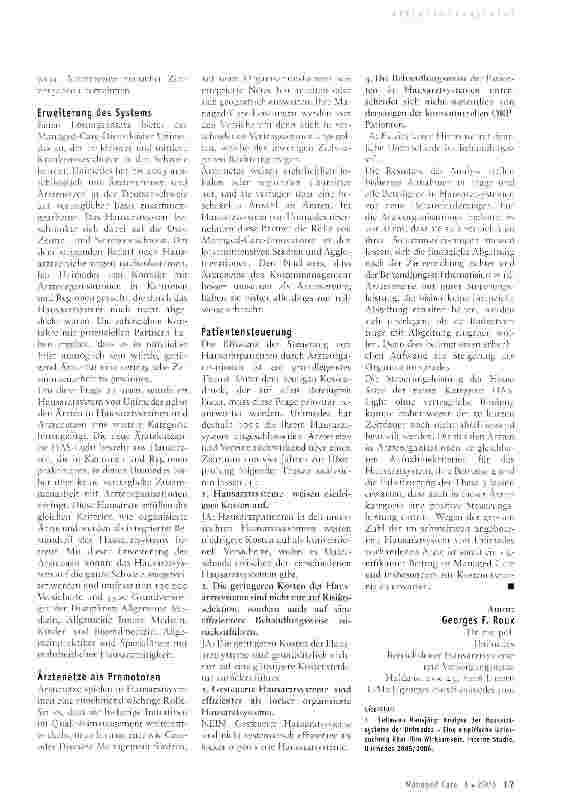 Vorschauseite 2: Neue Entwicklungen in Hausarztsystemen