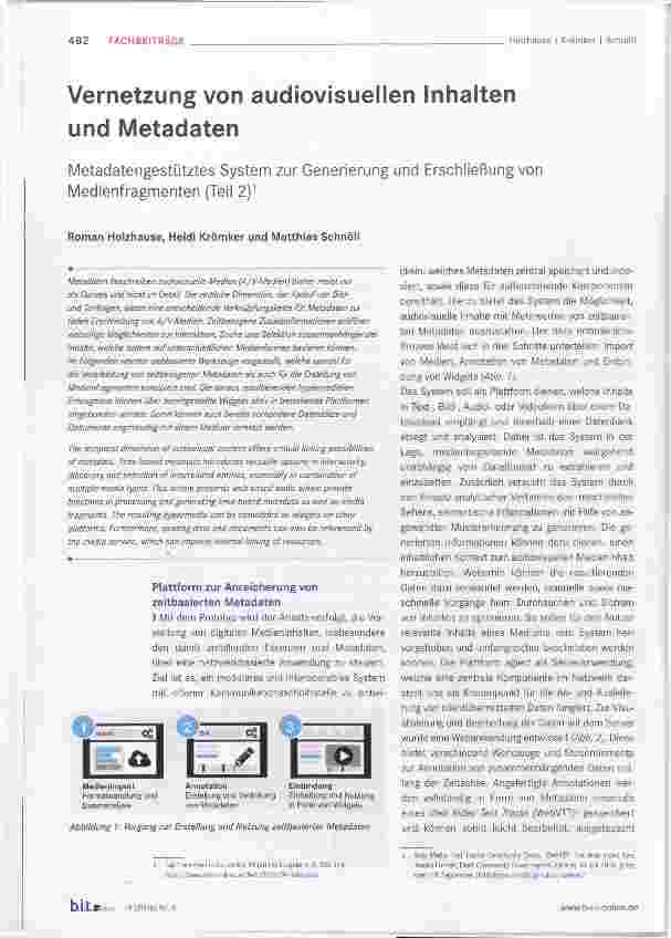 Vorschauseite 1: Vernetzung von audiovisuellen Inhalten und Metadaten