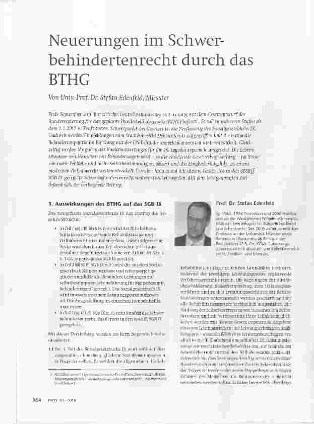 Vorschauseite 1: Neuerungen im Schwerbehindertenrecht durch das BTHG