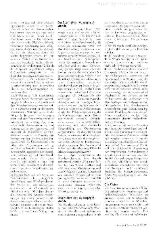 Vorschauseite 2: Die Wundsprechstunde eine notwendige Einrichtung