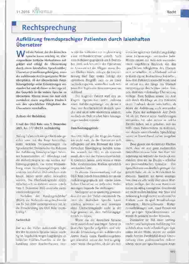 Vorschauseite 1: Aufklärung fremdsprachiger Patienten durch laienhaften Übersetzer