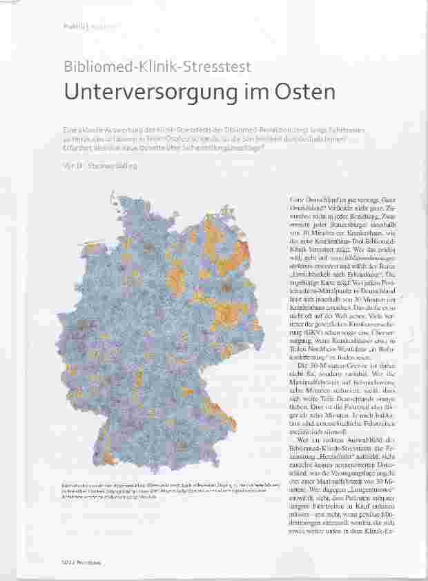 Vorschauseite 1: Bibliomed-Klinik-Stresstest Unterversorgung im Osten
