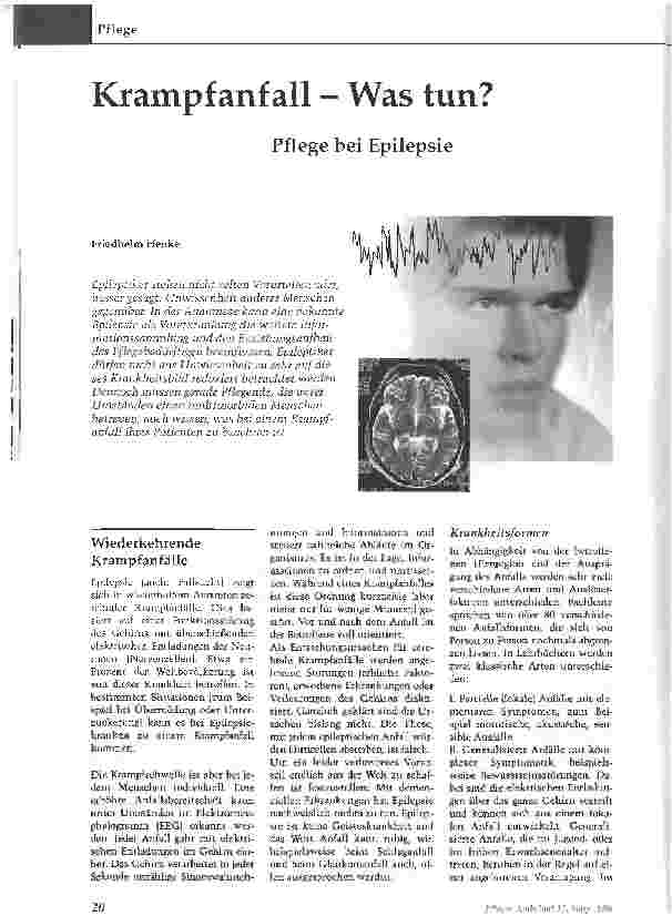 Vorschauseite 1: Krampfanfall - Was tun?Pflege bei Epilepsie