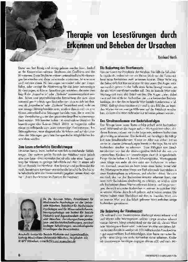 Vorschauseite 1: Therapie von Lesestörungen durch Erkennen und Beheben der Ursachen