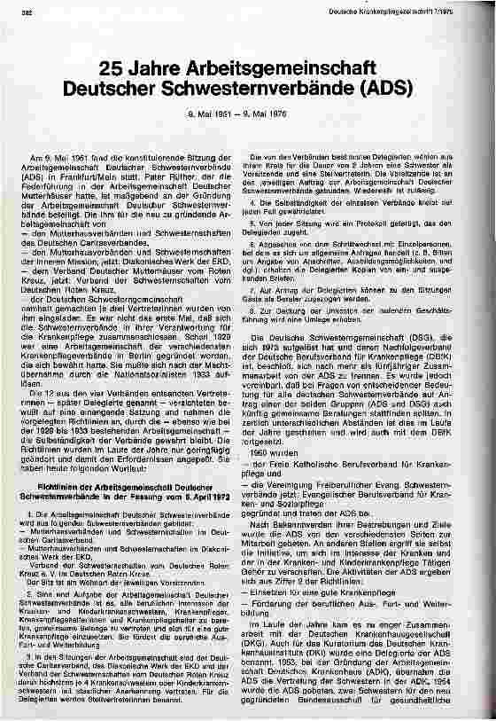 Vorschauseite 1: 25 Jahre Arbeitsgemeinschaft Deutscher Schwesternverbände