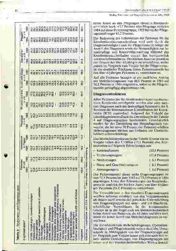 Vorschauseite 3: Patienten und Diagnosestrukturen im Jahre 1984
