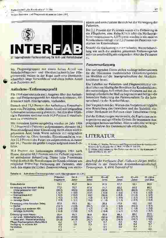 Vorschauseite 4: Patienten und Diagnosestrukturen im Jahre 1984