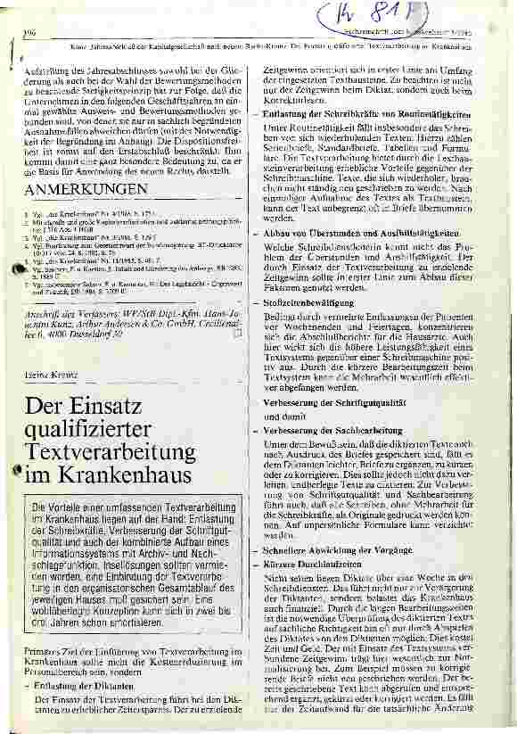 Vorschauseite 1: Der Einsatz qualifizerter Textverarbeitung im Krankenhaus
