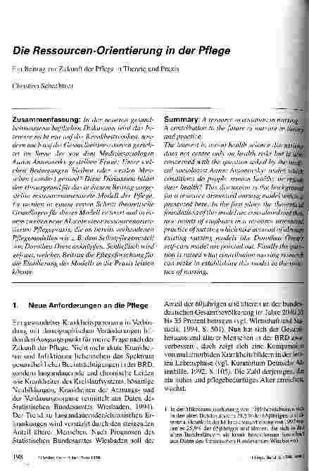 Vorschauseite 1: Die Ressourcen-Orientierung in der Pflege Ein Beitrag zur Zukunft der Pflege in Theorie und Praxis