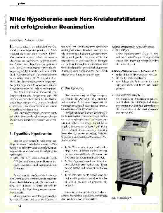 Vorschauseite 1: Milde Hypothermie nach Herz-Kreislaufstillstand mit erfolgreicher Reanimation