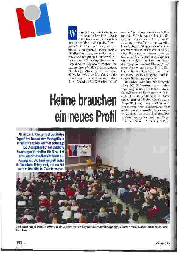 Vorschauseite 1: Heime brauchen ein neues Profil