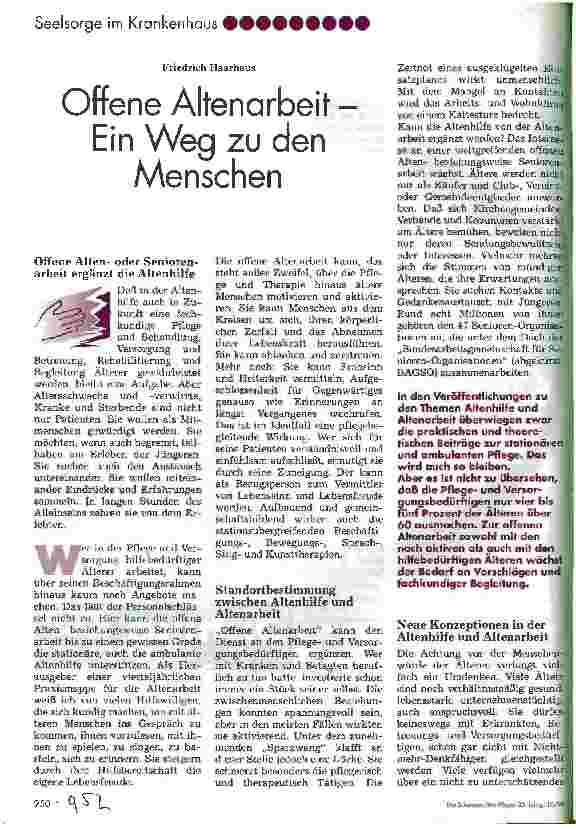 Vorschauseite 1: Offene Altenarbeit - Ein Weg zu den Menschen