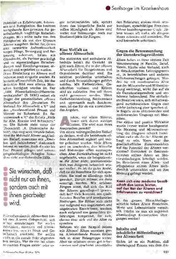 Vorschauseite 2: Offene Altenarbeit - Ein Weg zu den Menschen
