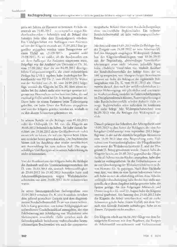 Vorschauseite 2: Keine Anerkennung eines Arbeitsunfalls in der gesetzlichen Unfallversicherung allein durch auftretende Schmerzen