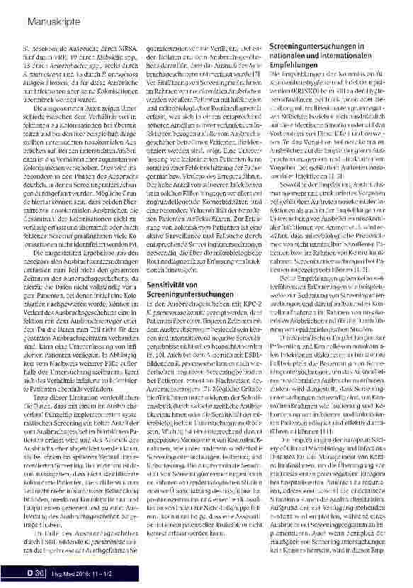 Vorschauseite 5: Die Bedeutung von Screeninguntersuchungen bei nosokomialen Ausbrüchen aus epidemiologischer Perspektive