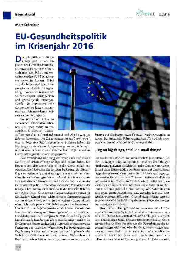 Vorschauseite 1: EU-Gesundheitspolitik im Krisenjahr 2016