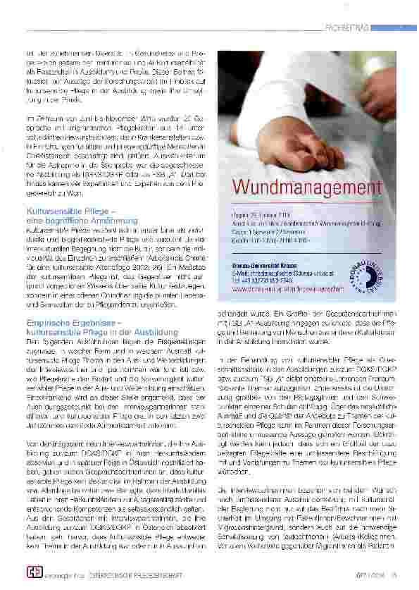 Vorschauseite 2: Verankerung kultursensibler Pflege in Ausbildung und Praxis