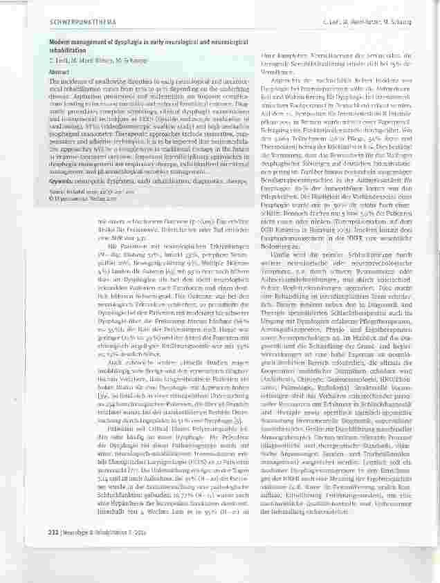 Vorschauseite 2: Modernes Dysphagiemanagement in der neurologisch-neurochirurgischen Frührehabilitation