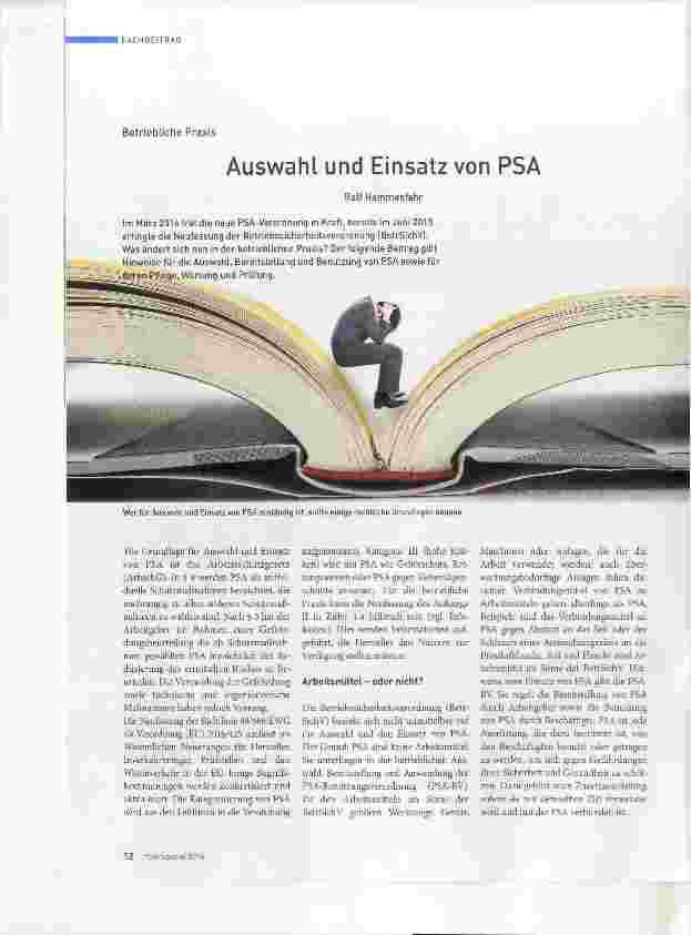 Vorschauseite 1: Auswahl und Einsatz von PSA