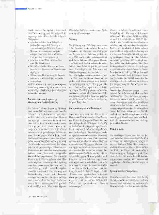 Vorschauseite 3: Auswahl und Einsatz von PSA