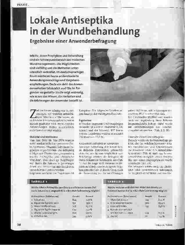 Vorschauseite 1: Lokale Antiseptika in der WundbehandlungErgebnisse einer Anwenderbefragung