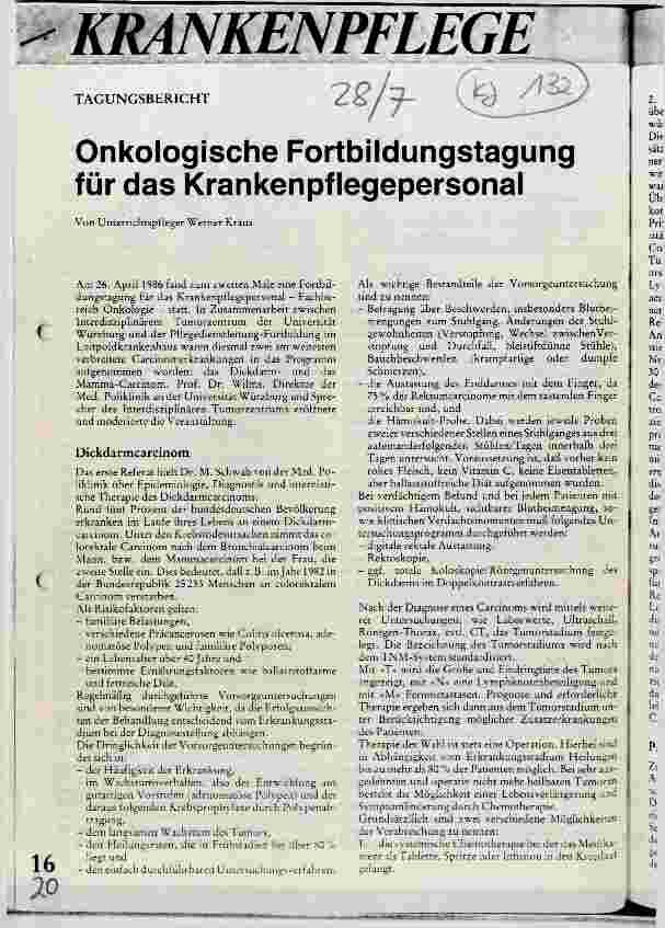 Vorschauseite 1: Onkologische Fortbildungstagung für das Krankenpflegepersonal