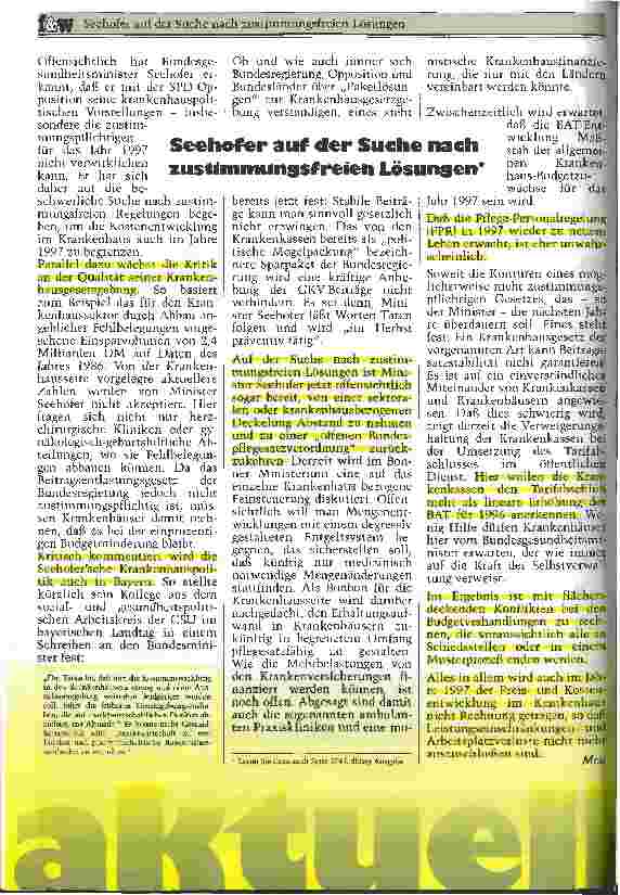 Vorschauseite 1: Seehofer auf der Suche nach zustimmungsfreien Lösungen